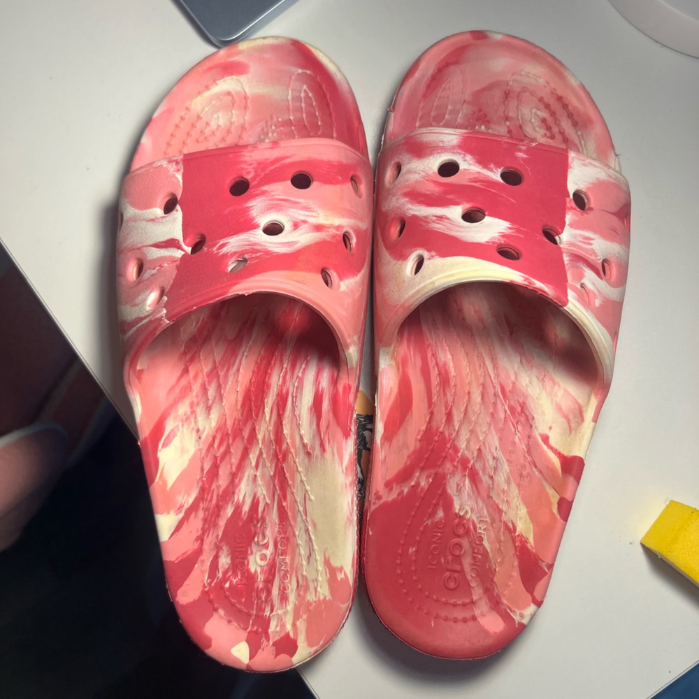 CROCS pink and White slides with Ventilation
